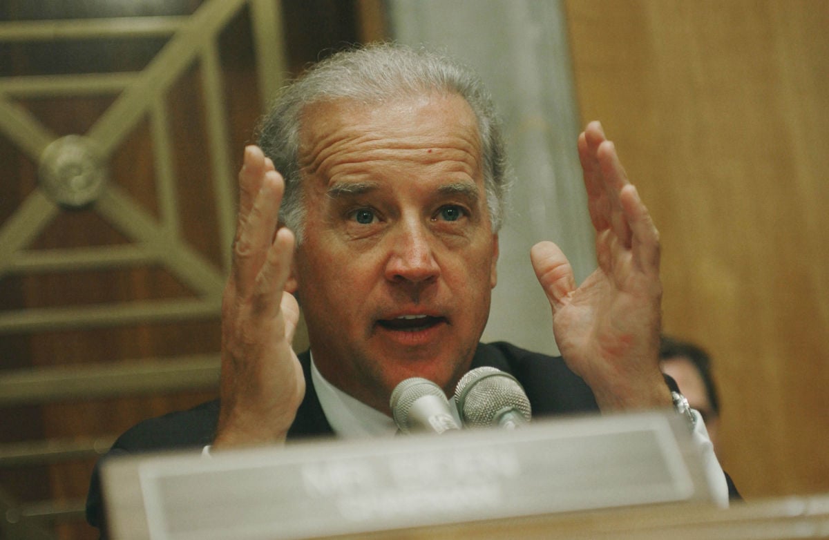 Joe Biden speaks during a hearing on June 26, 2002.
