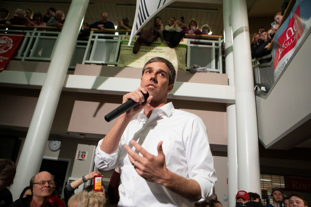 Former Texas Democratic Rep. Beto O'Rourke, who recently announced he is running for president, speaks at a meet and greet with voters at Keene State College on his first visit to the state, on March 19, 2019, in Keene, New Hampshire.