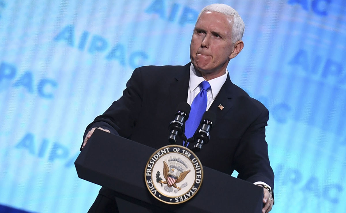 Mike Pence speaks during the AIPAC annual meeting in Washington, D.C.