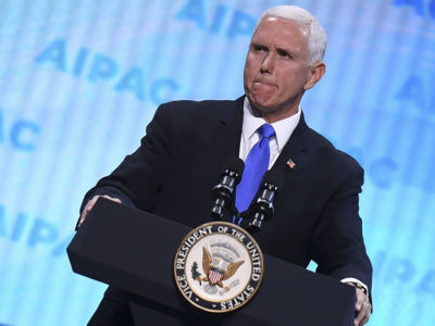 Mike Pence speaks during the AIPAC annual meeting in Washington, D.C.