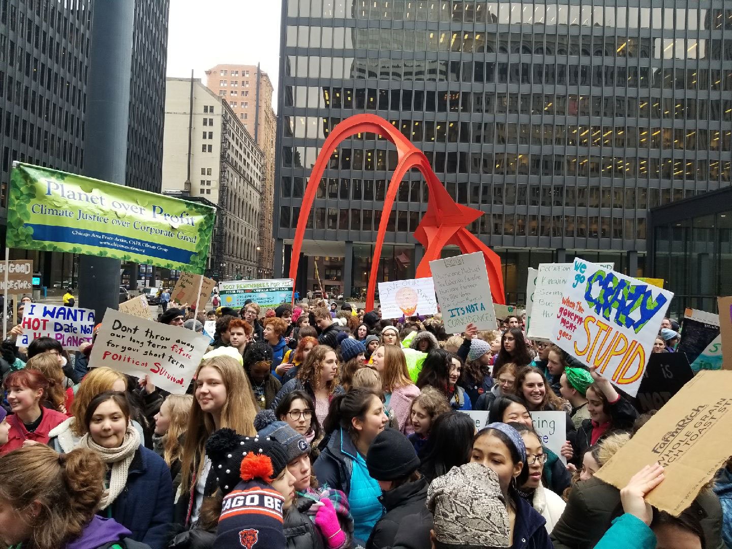 Students in Chicago participate in the Global Climate Strike on March 15, 2019.