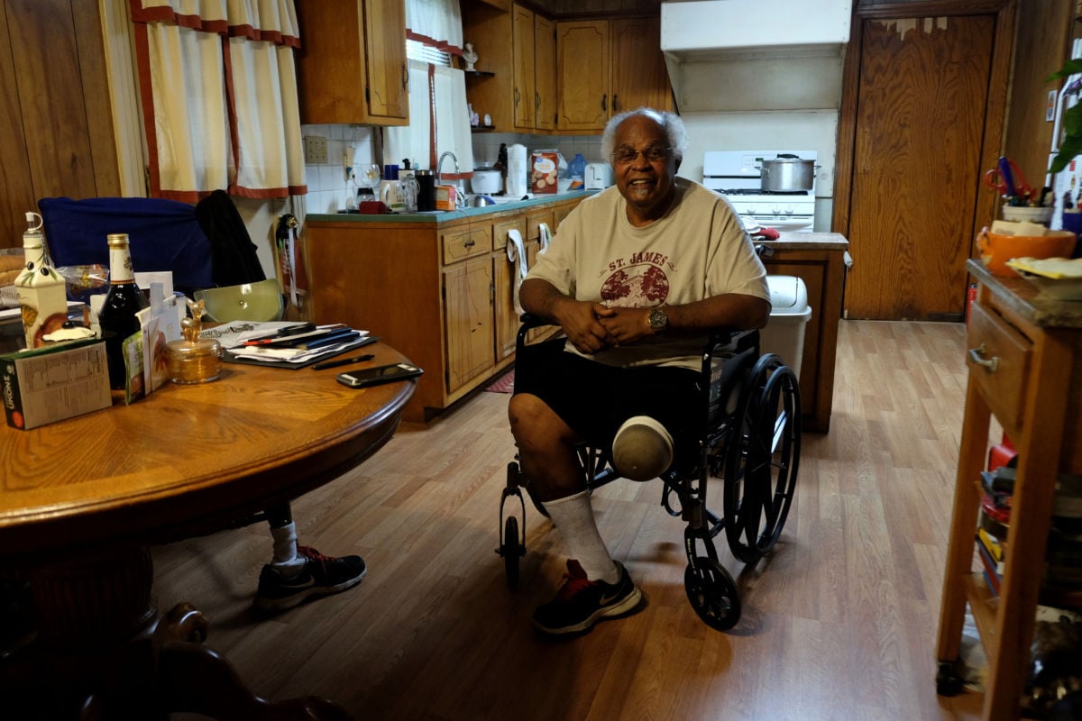 Milton Cayette in the kitchen of his home near Welcome, Louisiana. Cayette worries about impacts that air pollution from the expanding petrochemical industry could have on his community. 