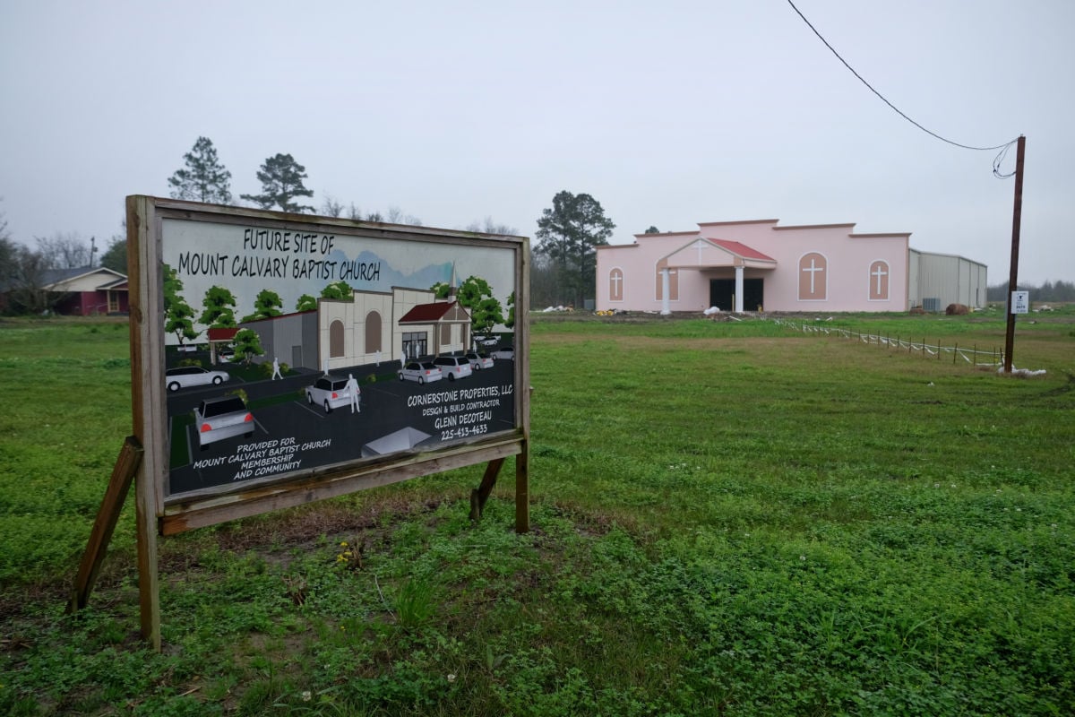 A local pastor in Welcome is building a new church at the edge of town, just over a mile from the site of the proposed Formosa plastics facility. The original church is further down the road, near the local elementary school. 