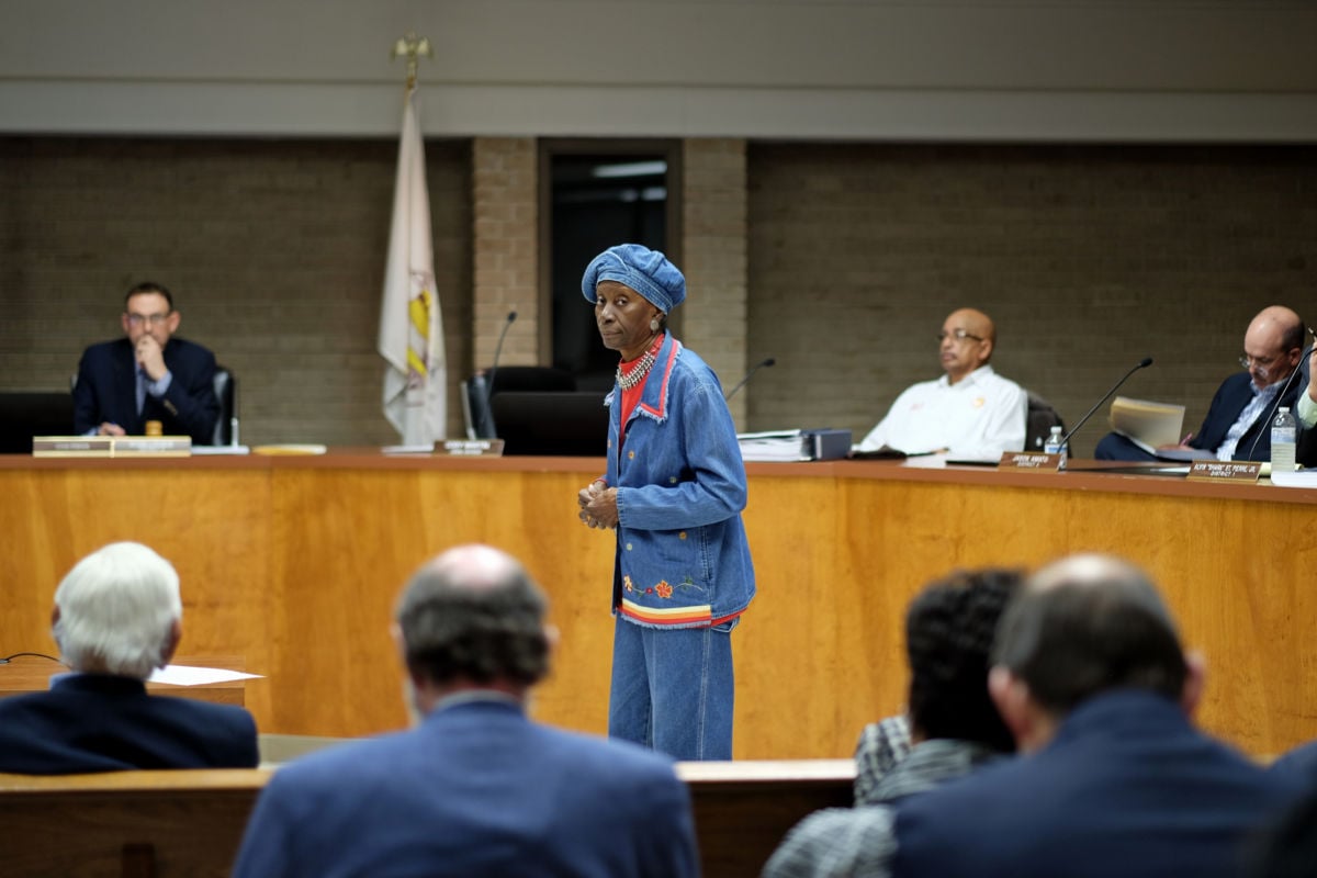 RISE St. James activist Rita Cooper addresses the St. James Parish Council in January. Despite vocal opposition from residents, the council approved a crucial land-use agreement for the proposed Formosa plant. 