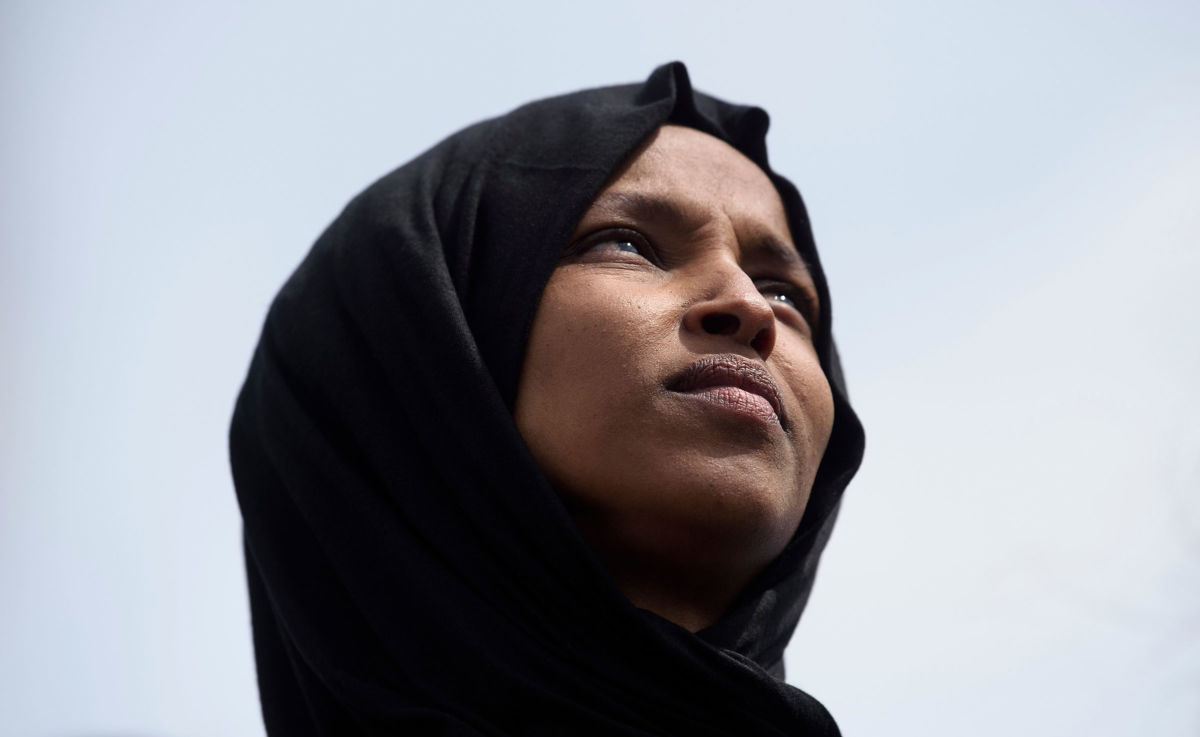 Rep. Ilhan Omar attends a youth climate rally on the west front of the US Capitol on March 15, 2019, in Washington, D.C.