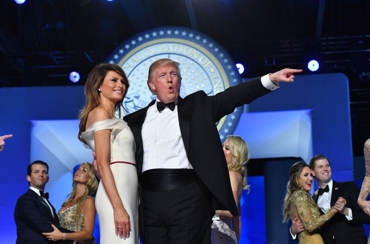 President Donald Trump and First Lady Melania Trump dance at the Freedom Ball on January 20, 2017, in Washington, D.C.