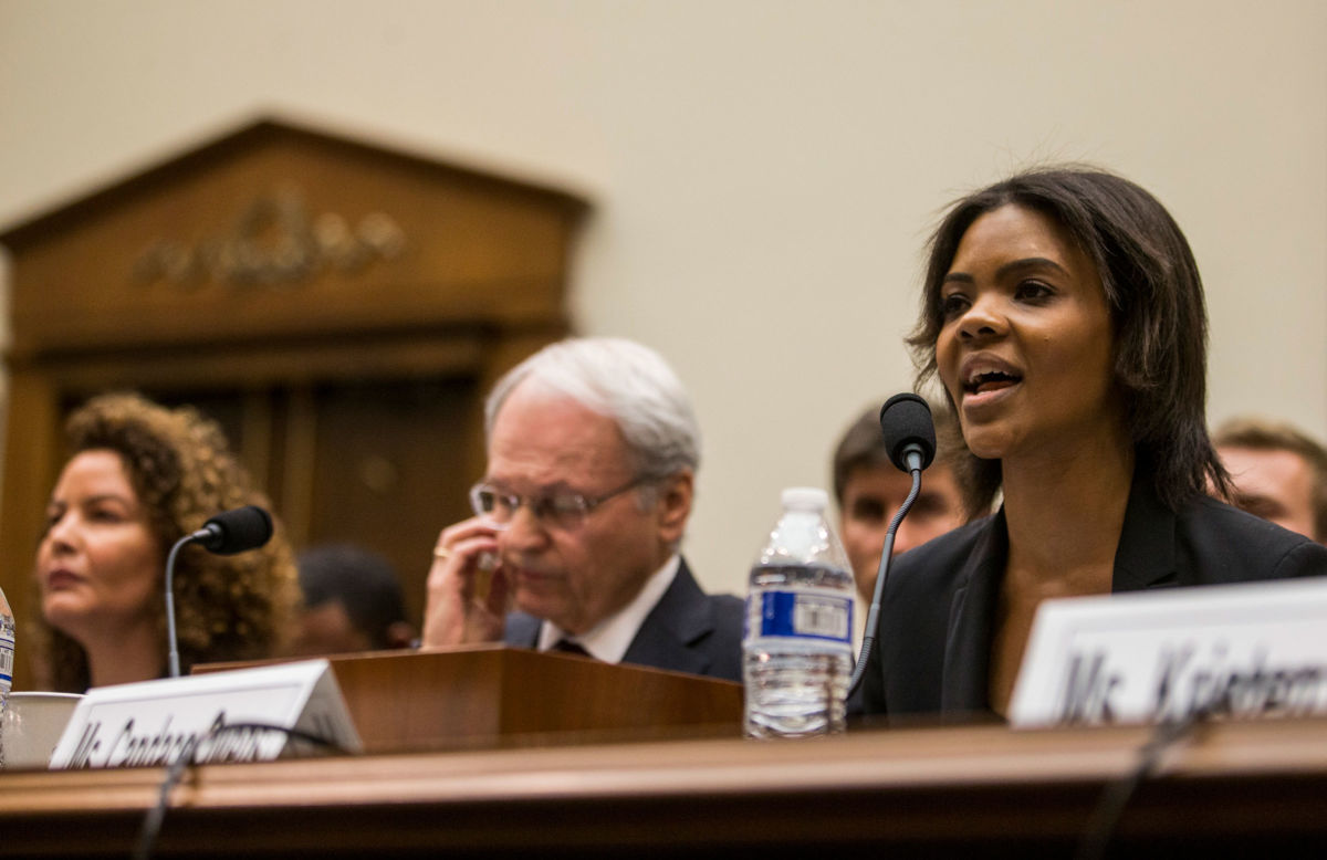 Candace Owens of Turning Point USA, seated next to Zionist Organization of America President Mort Klein, testifies during a House Judiciary Committee hearing discussing hate crimes and the rise of white nationalism on Capitol Hill on April 9, 2019, in Washington, D.C.