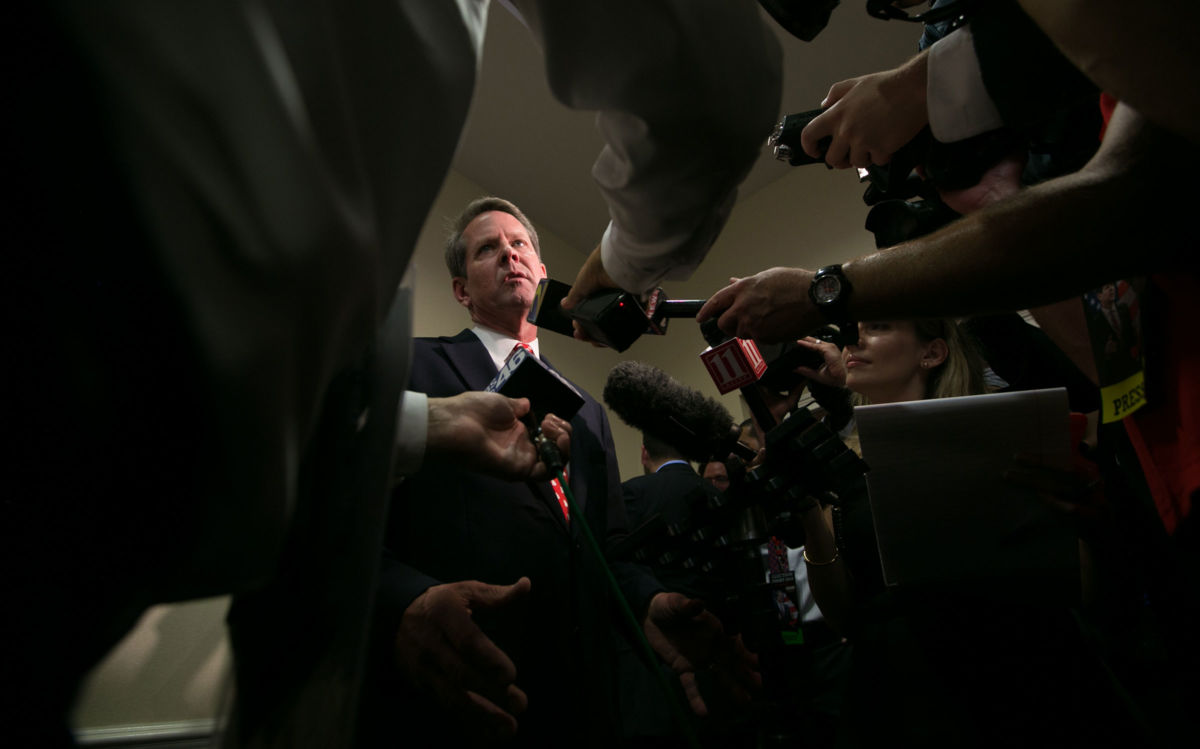Brian Kemp addresses the media on July 24, 2018, in Athens, Georgia. Advocates fear the bill that Kemp vows to sign will exacerbate Georgia's already inexcusably high maternal mortality rate.