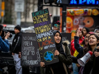 Thousands of students from New York City and around the world walked out of class on March 15, 2019, to protest the lack of action to protect the earth from catastrophic climate change.
