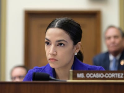 Rep. Alexandria Ocasio-Cortez (D-NY) listens during a House Financial Services Committee hearing on April 10, 2019, in Washington, D.C.