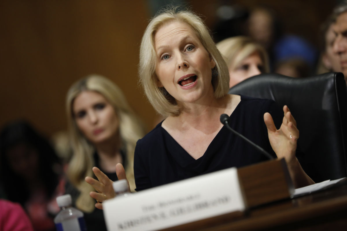 Sen. Kristen Gillibrand speaks during a Commerce Committee hearing on paid family leave July 11, 2018, on Capitol Hill in Washington, DC.