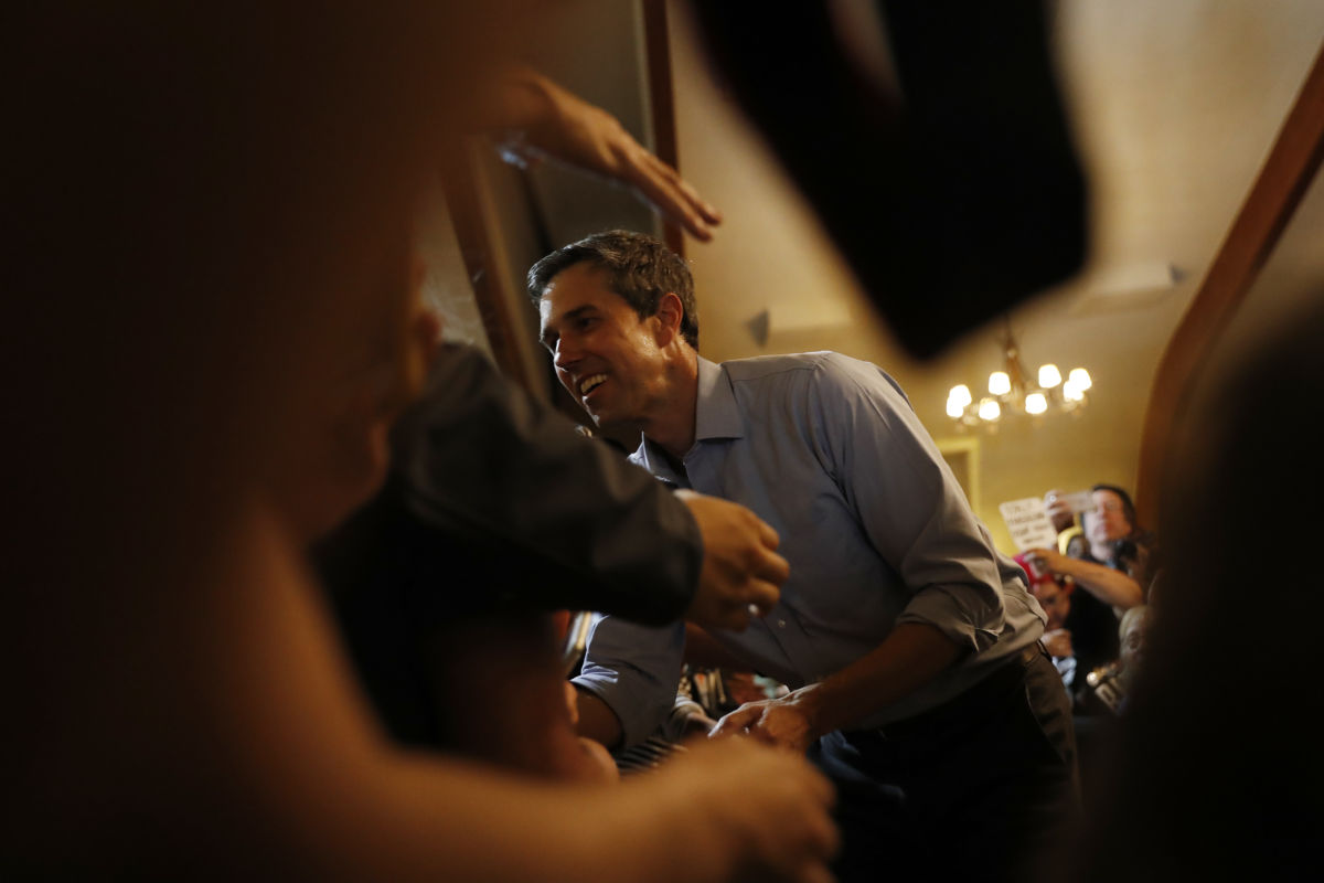 Democratic presidential candidate and former U.S. Rep. Beto O'Rourke greets supporters during a campaign town hall at the Irish Cultural Center on April 28, 2019, in San Francisco, California.