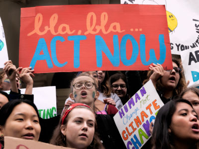 New York City students joined their counterparts from around the world demanding that elected officials put on end to the climate crisis.