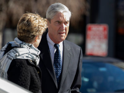 Ann Mueller and Special Counsel Robert Mueller walk on March 24, 2019, in Washington, D.C.