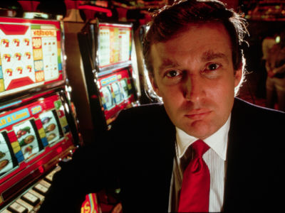 Donald Trump attends the opening of his casino, the Taj Mahal, in Atlantic City, New Jersey. 1989.