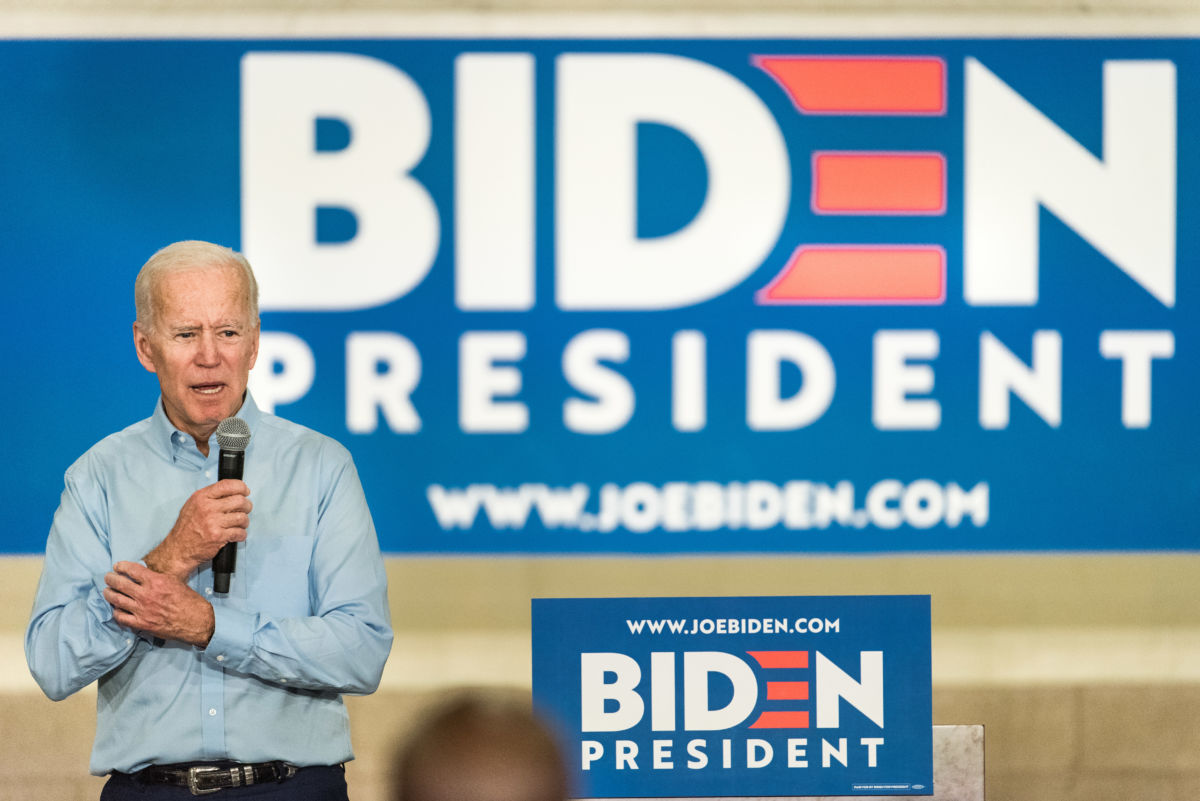 Democratic presidential candidate Joe Biden addresses a crowd at the Hyatt Park community center on May 4, 2019, in Columbia, South Carolina.