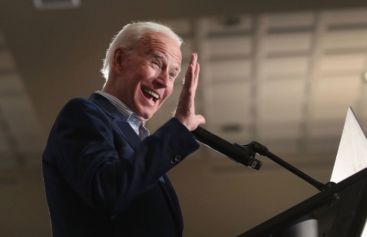 Democratic presidential candidate and former vice president Joe Biden speaks to guests during a campaign event at the Grand River Center on April 30, 2019, in Dubuque, Iowa.