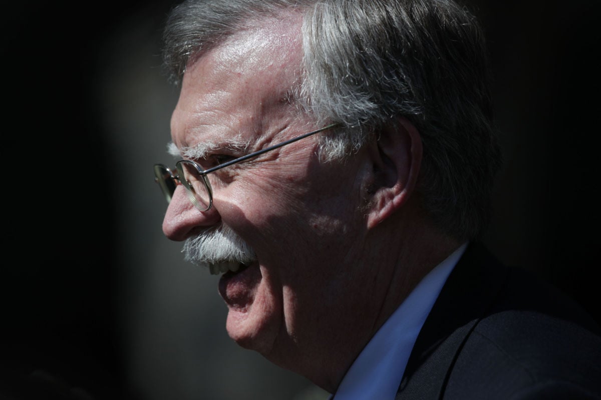 National Security Advisor John Bolton, smiling at the Rose Garden of the White House