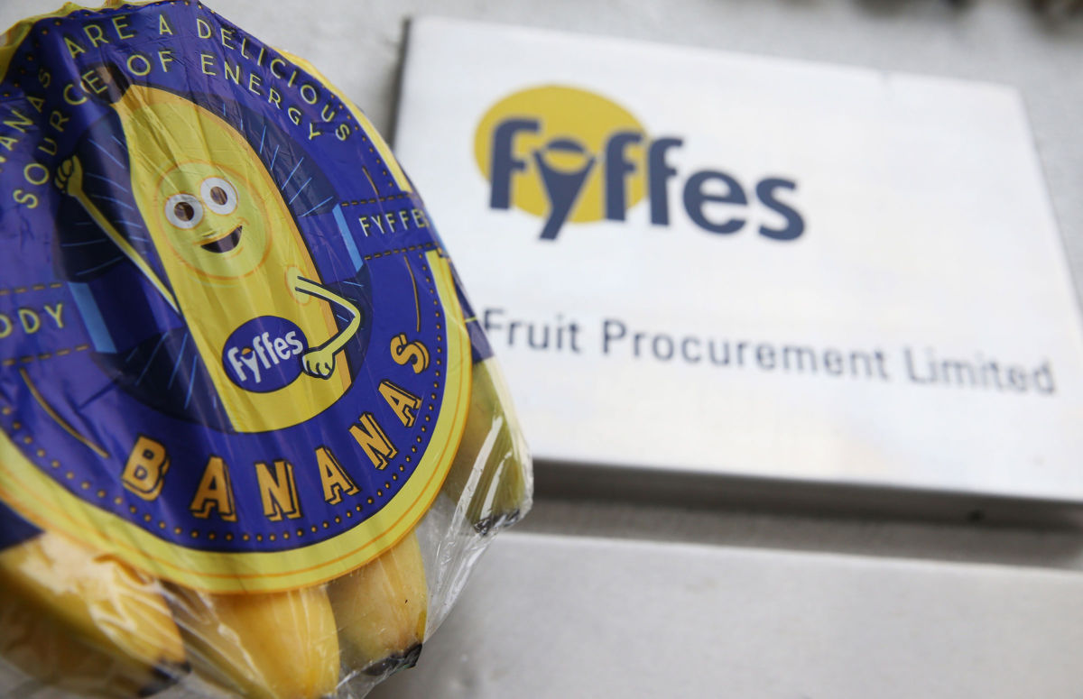 A bunch of Fyffes bananas pictured outside the company's head office in Dublin, Ireland.