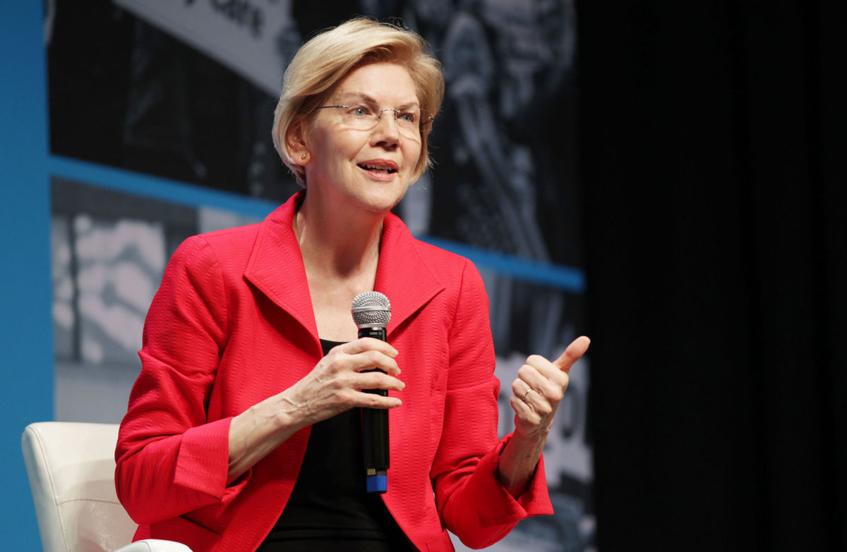 Elizabeth Warren speaks onstage at the MoveOn Big Ideas Forum at The Warfield Theatre on June 1, 2019, in San Francisco, California.