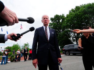 Former Vice President Joe Biden attends the Delaware Memorial Day Ceremony in New Castle, Delaware, on May 30, 2019.