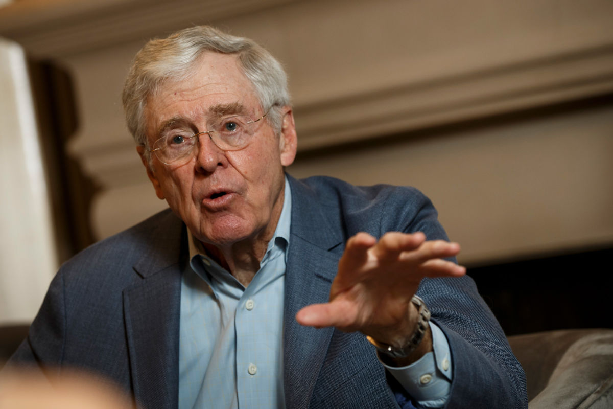 Charles Koch speaks during an interview with the Washington Post at the Freedom Partners Summit on August 3, 2015, in Dana Point, California.