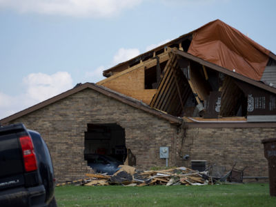 Buildings lay in ruins following devastating tornadoes in Dayton, Ohio, May 27, 2019.