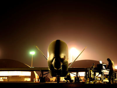 A RQ-4 Global Hawk unmanned aerial vehicle is seen at an undisclosed location in Southwest Asia, November 23, 2010. Iran's Revolutionary Guard shot down a RQ-4 Global Hawk on June 20, 2019.