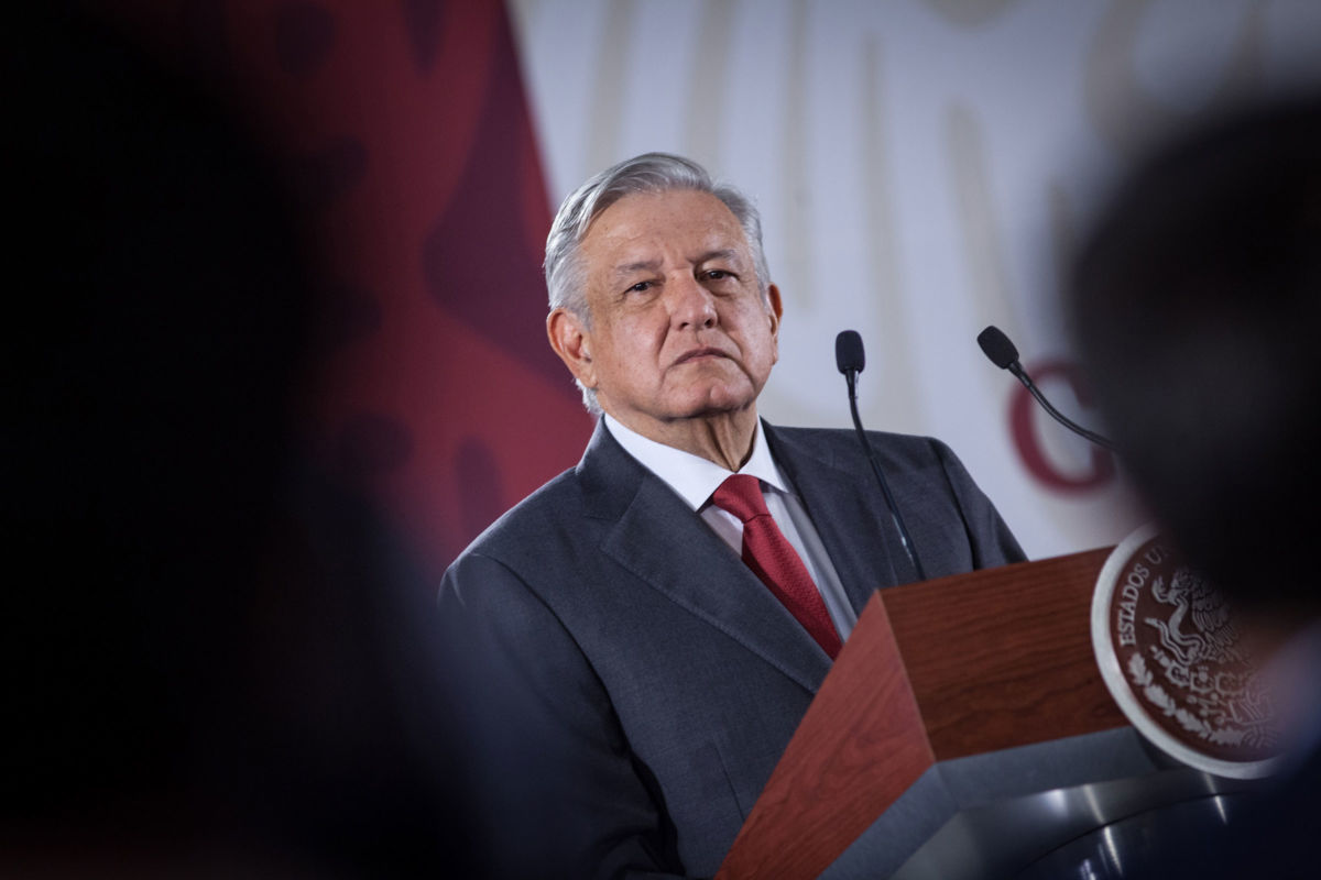 Mexican President Andres Manuel Lopez Obrador speaks during the daily morning press briefing at Palacio Nacional on June 14, 2019, in Mexico City, Mexico.