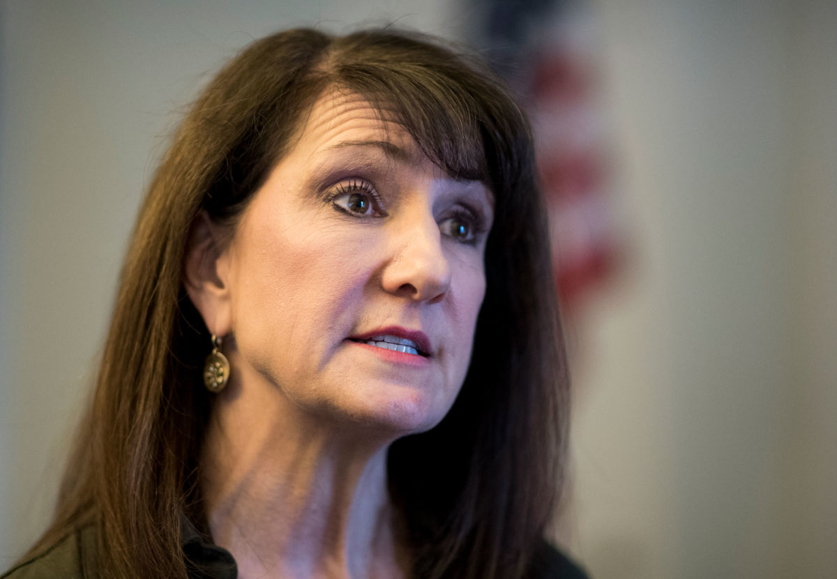 Marie Newman speaks at a campaign event in Washington, D.C.