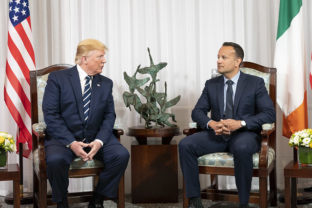 President Donald Trump and Irish Prime Minister Leo Varadkar participate in a one on one bilateral meeting June 5, 2019, at Shannon Airport in Shannon, Ireland.