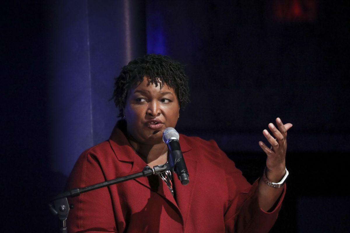 Former Georgia gubernatorial candidate Stacey Abrams speaks during a conversation about criminal justice reform at the New York Public Library, April 10, 2019, in New York City.