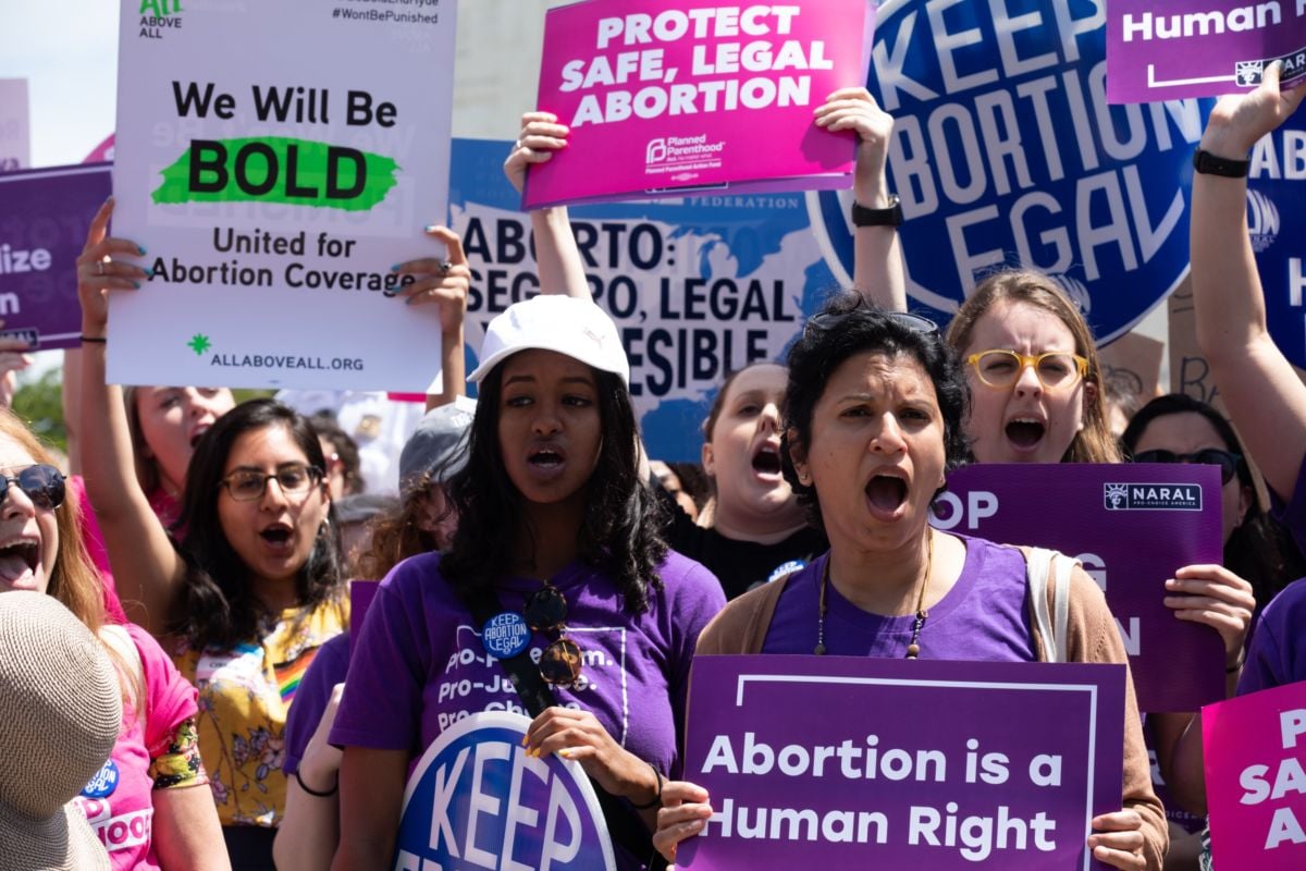 Abortion rights activist gathered outside the Supreme Court to protest against the recent abortion laws passed across the country in recent weeks on Tuesday, May 21, 2019, in Washington, D.C.