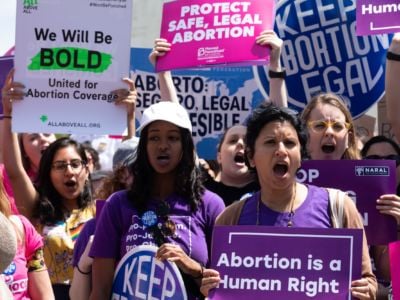 Abortion rights activist gathered outside the Supreme Court to protest against the recent abortion laws passed across the country in recent weeks on Tuesday, May 21, 2019, in Washington, D.C.