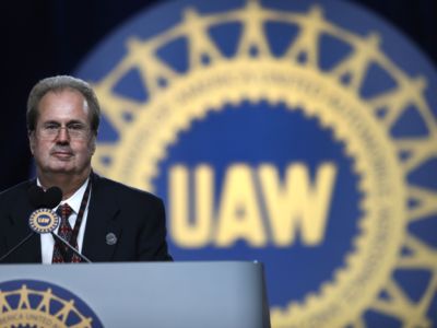 Gary Jones, President of the United Auto Workers (UAW), addresses the 37th UAW Constitutional Convention on June 14, 2018, at Cobo Center in Detroit, Michigan.