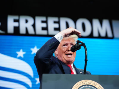 President Trump speaks at the Faith and Freedom Coalition's Road to Majority Policy Conference at the Washington Marriott Wardman Park Hotel in Washington, D.C. on June 26, 2019.
