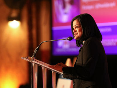 Rep. Pramila Jayapal speaks at the Freinds of National Service Awards, February 13, 2018.