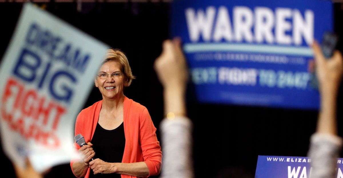 Sen. Elizabeth Warren speaks at a town hall meeting at Florida International University in Miami, Florida on June 25, 2019.