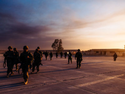 Airmen from the 821st Contingency Response Group at Qayyarah West Airfield, Iraq, on November 19, 2016. Propaganda floated by former Vice President Dick Cheney over a decade ago to justify his push for war against Iran has been revived by the Trump administration.