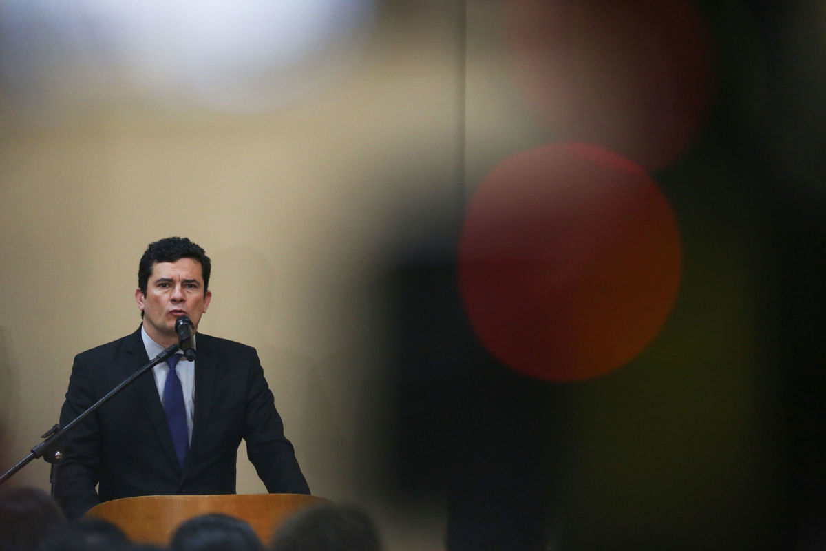 Justice Minister Sergio Moro speaks in Manaus, Brazil, on June 10, 2019.