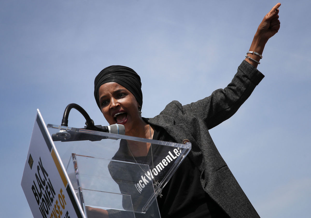 Rep. Ilhan Omar speaks at an event outside the U.S. Capitol, April 30, 2019, in Washington, D.C.