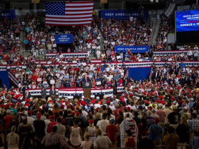 Donald Trump speaks at a rally