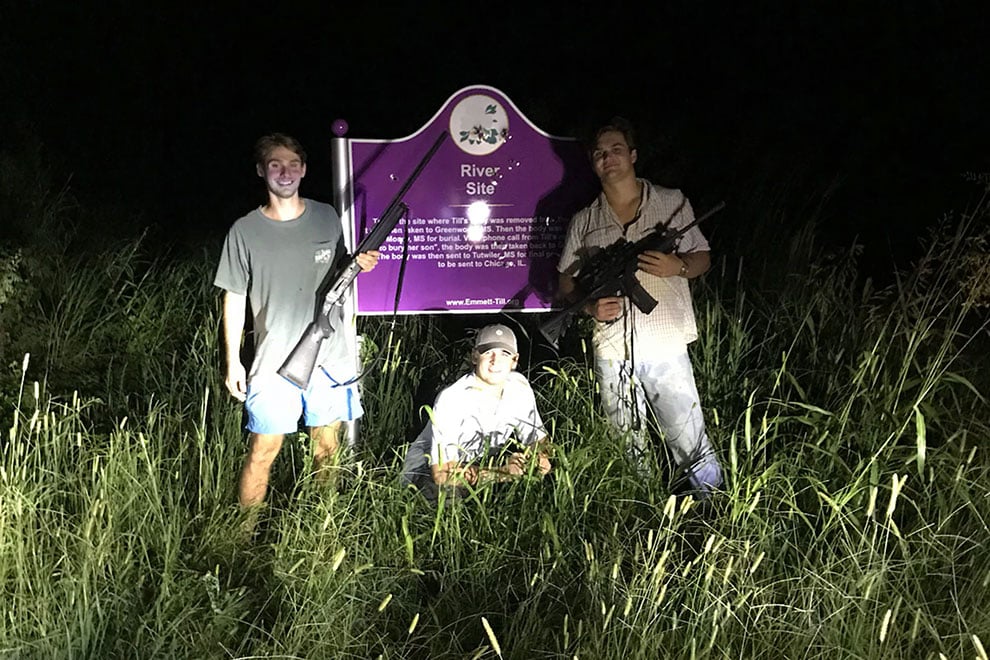 One of the students posted a photo to his private Instagram account in March showing the trio in front of a roadside plaque commemorating the site where Till’s body was recovered from the Tallahatchie River.