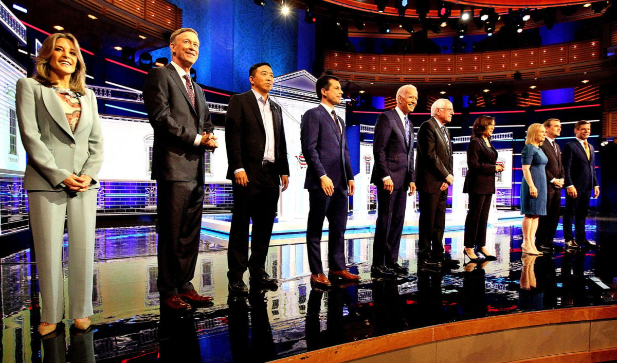 Democratic presidential candidates take the stage at the Adrienne Arsht Center for the Performing Arts in Miami on June 27, 2019, for Day 2 of the first Democratic presidential primary debates for the 2020 elections.