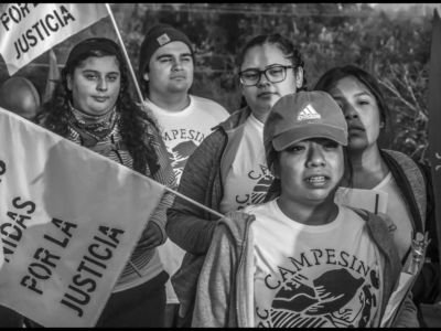 Marchers take part in the Farmworker March for Dignity 2019, on August 4, 2019, in Whatcom County, Washington.