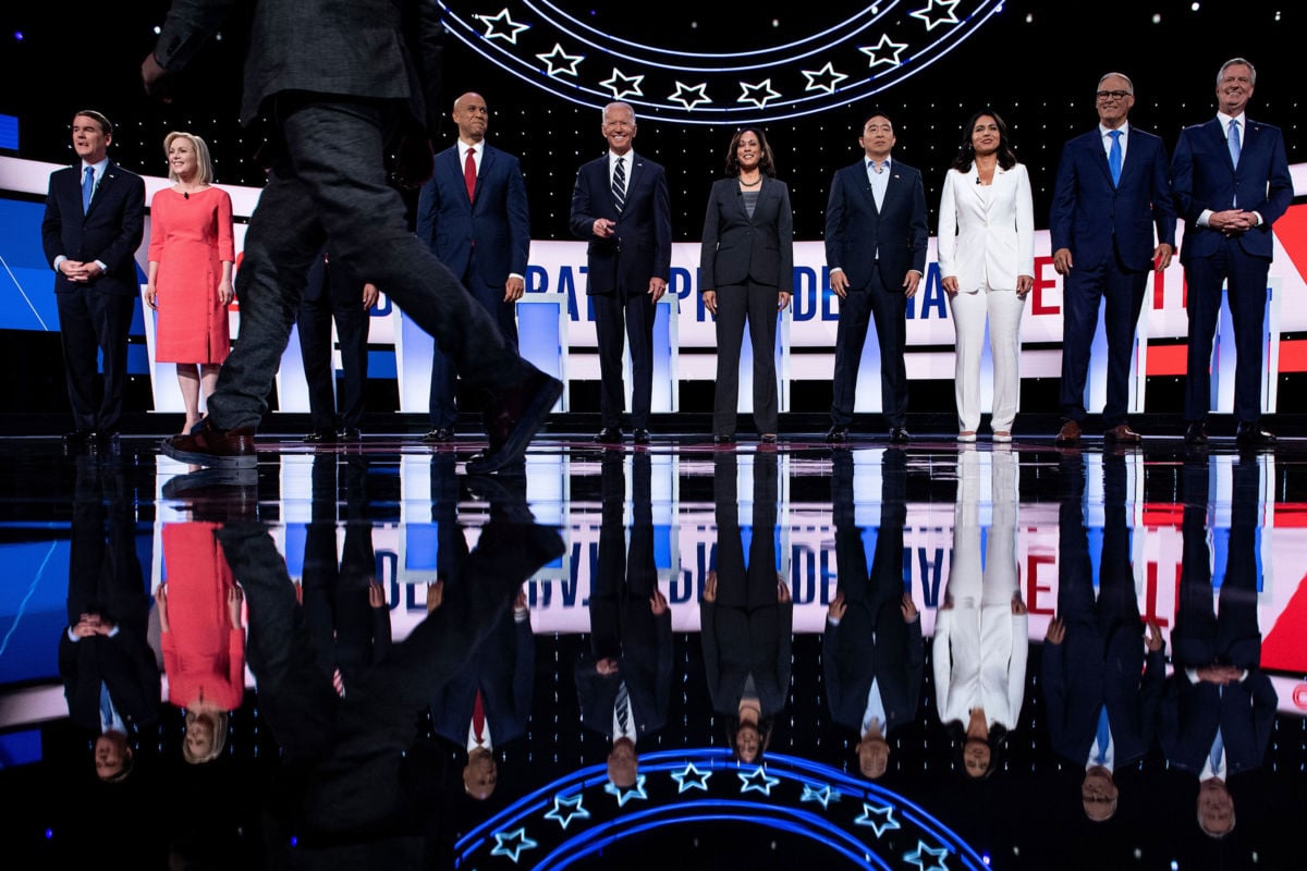 Democratic presidential hopefuls take the stage ahead of the second round of the Democratic primary debates for the 2020 presidential campaign season hosted by CNN at the Fox Theatre, in Detroit, Michigan, on July 31, 2019.