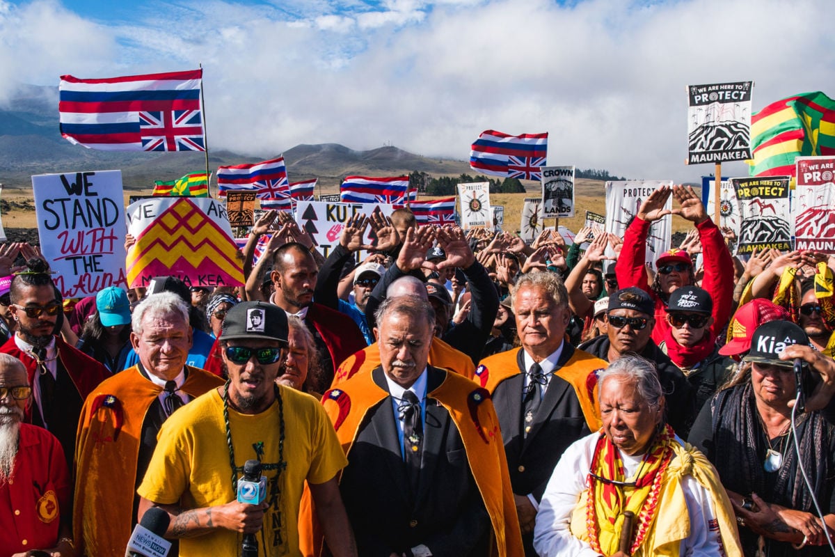 Thousands of Native Hawaiians have gathered on Hawai'i Island to prevent construction of the $1.4 billion TMT (Thirty Meter Telescope) on the top of Mauna Kea which, for them, is sacred ground.