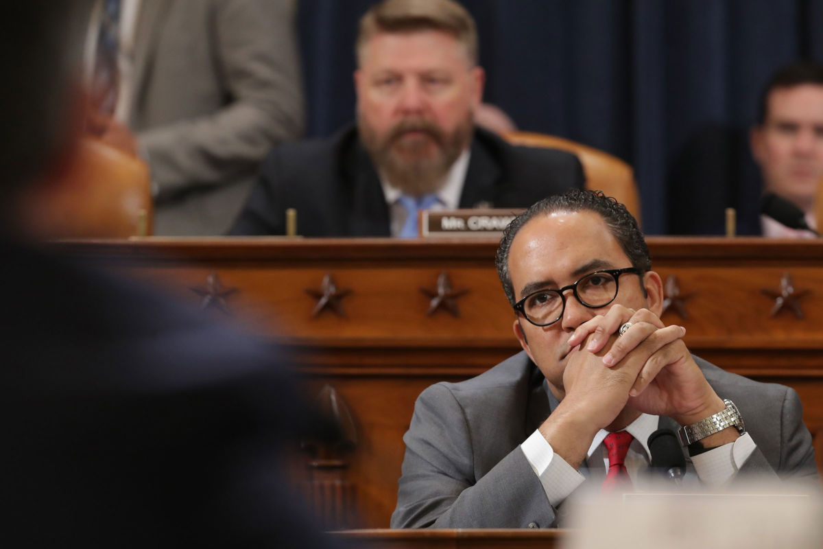 House Intelligence Committee member Rep. Will Hurd listens to testimony during a hearing in the Longworth House Office Building on Capitol Hill, June 13, 2019, in Washington, D.C.