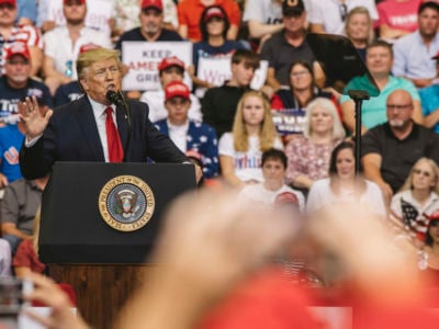 donald trump speaks at a rally