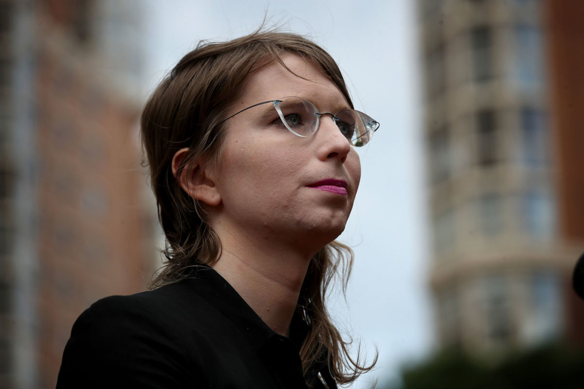 Former U.S. Army intelligence analyst Chelsea Manning addresses reporters before entering the Albert Bryan U.S federal courthouse, May 16, 2019, in Alexandria, Virginia.